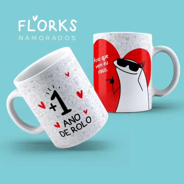 XÍCARA DE PORCELANA 325 ML DIA DOS NAMORADOS FLORK REF0066 - CASA FÉ