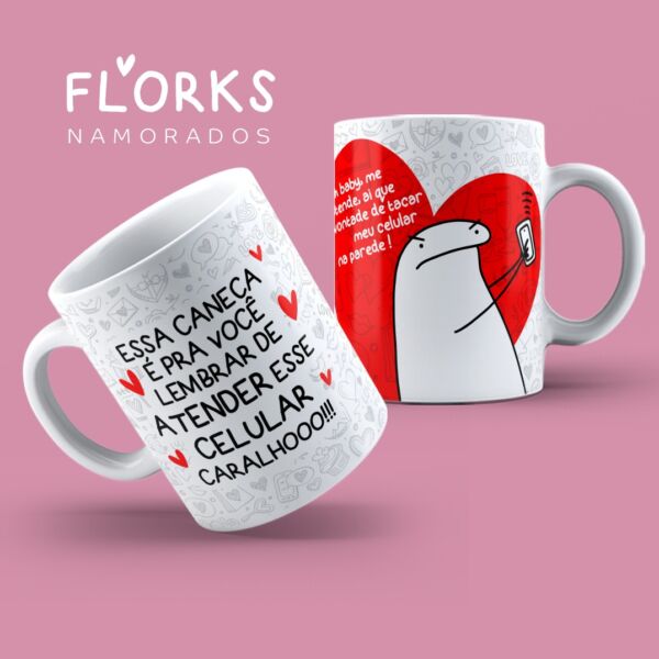 XÍCARA DE PORCELANA 325 ML DIA DOS NAMORADOS FLORK REF0070 - CASA FÉ