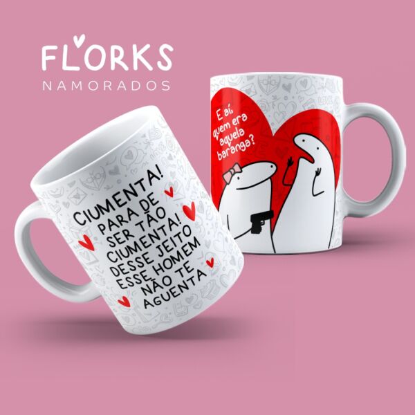 XICARA DE PORCELANA 325ML DIA DOS NAMORADOS FLORK REF0071 - CASA FÉ