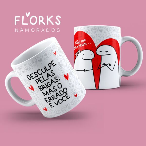 XÍCARA DE PORCELANA 325 ML DIA DOS NAMORADOS FLORK REF0072 - CASA FÉ