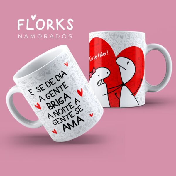 XÍCARA DE PORCELANA 325 ML DIA DOS NAMORADOS FLORK REF0073 - CASA FÉ