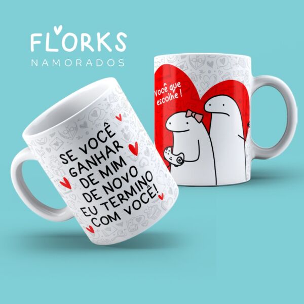 XÍCARA DE PORCELANA 325 ML DIA DOS NAMORADOS FLORK REF0074 - CASA FÉ