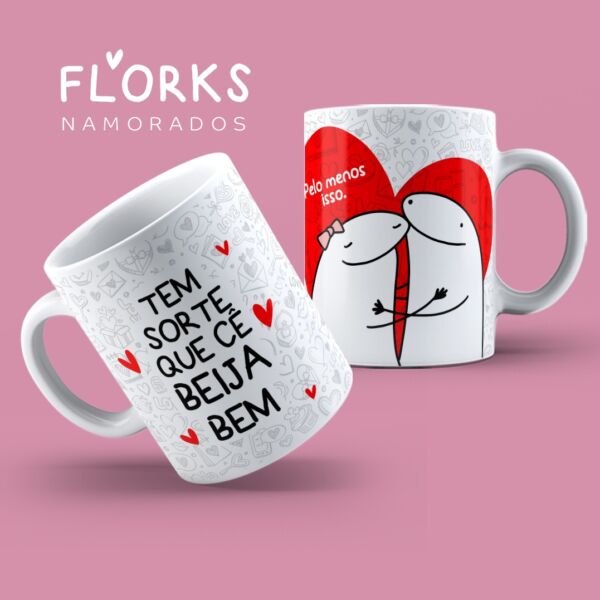 XÍCARA DE PORCELANA 325 ML DIA DOS NAMORADOS FLORK REF0080 - CASA FÉ