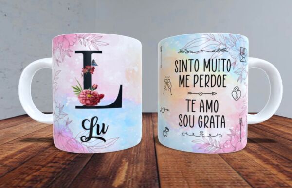 XICARA DE PORCELANA 325ML LETRA COM NOME REF0094 - CASA FÉ