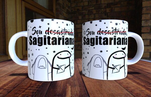 XÍCARA DE PORCELANA 325ML FLORK SIGNO SAGITÁRIO REF0152 - CASA FÉ