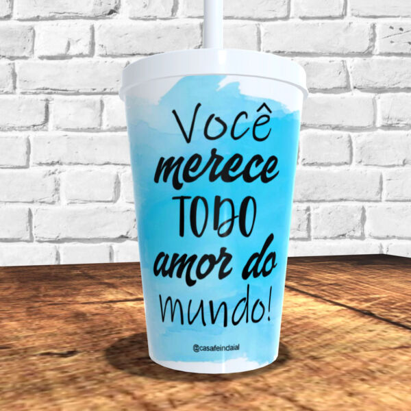 COPO COM CANUDO HOLOGRÁFICO 550ML REF0262 - CASA FÉ