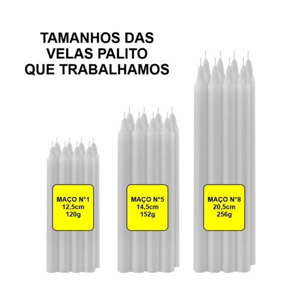 VELA PALITO PALITO N8 BICOLOR BRANCO COM PRETO 256G - CASA FÉ - Image 2