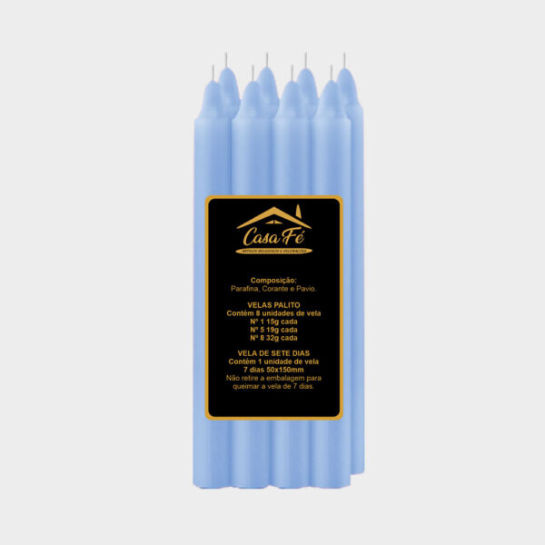 VELA PALITO N8 AZUL CLARO 256G - CASA FÉ