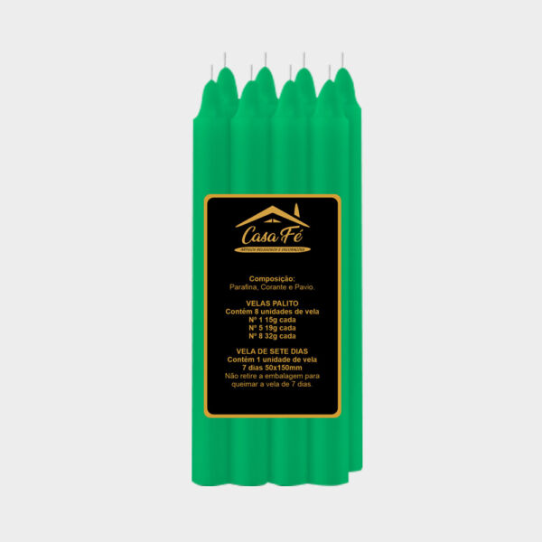 VELA PALITO N8 VERDE  256G - CASA FÉ