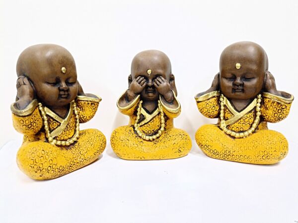 TRIO DE BUDA SEM PÉ AMARELO 15CM - Image 3