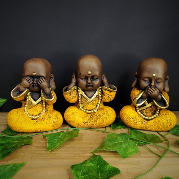 TRIO DE BUDA SEM PÉ AMARELO 15CM