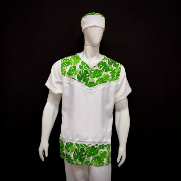 CONJUNTO BRANCO COM ESTAMPA VERDE COM 3 PEÇAS - COD018