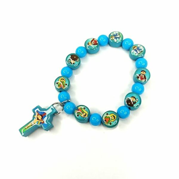 PULSEIRA INFANTIL AZUL COM CRUCIFIXO