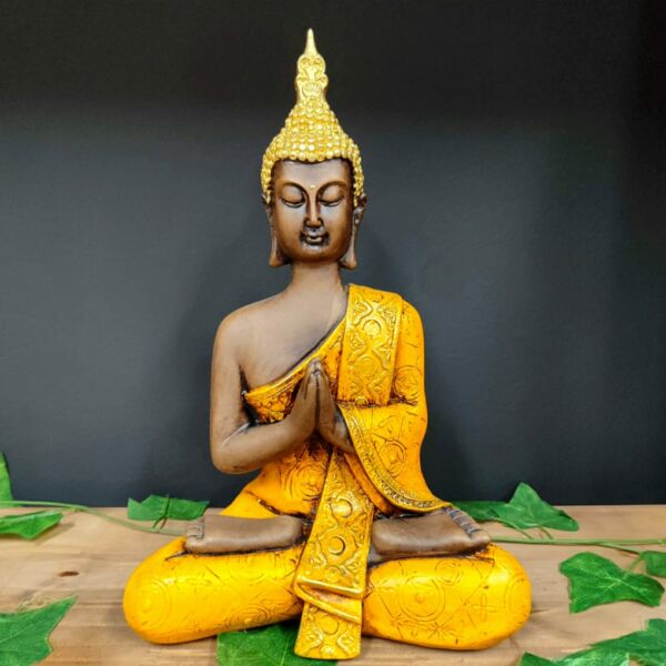 BUDA HINDU ENVELHECIDO COM AMARELO 33CM