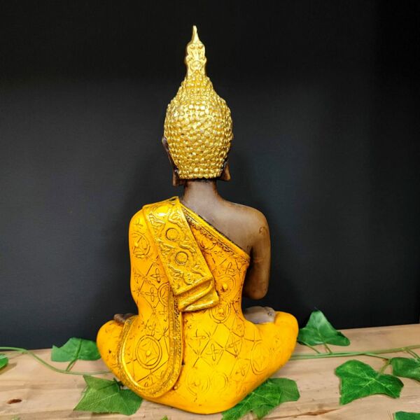 BUDA HINDU ENVELHECIDO COM AMARELO 33CM - Image 3