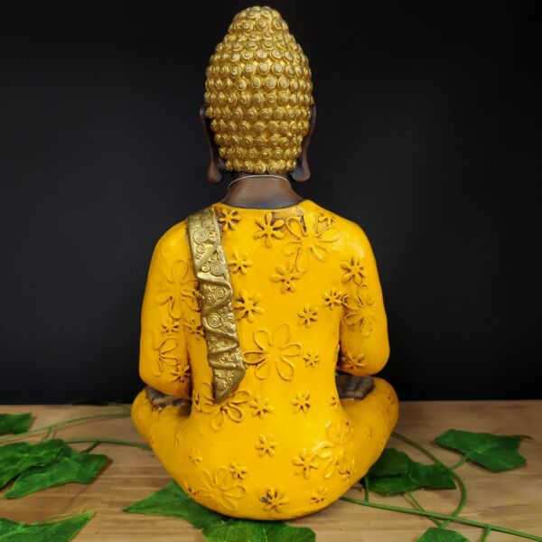 BUDA TAILANDÊS ENVELHECIDO COM AMARELO 30CM - Image 2