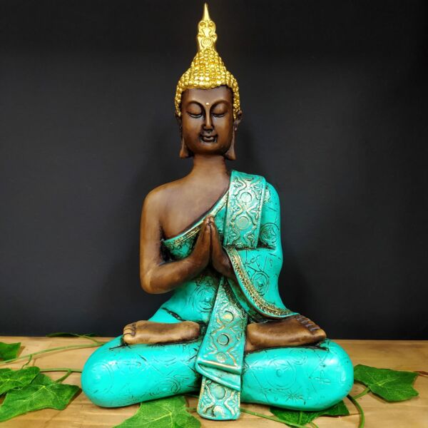 BUDA HINDU ENVELHECIDO COM TURQUESA 33CM