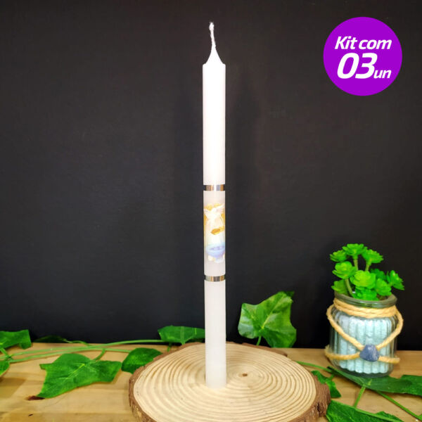 KIT 3 VELAS DE BATISMO 25CM 40G - CASA FÉ