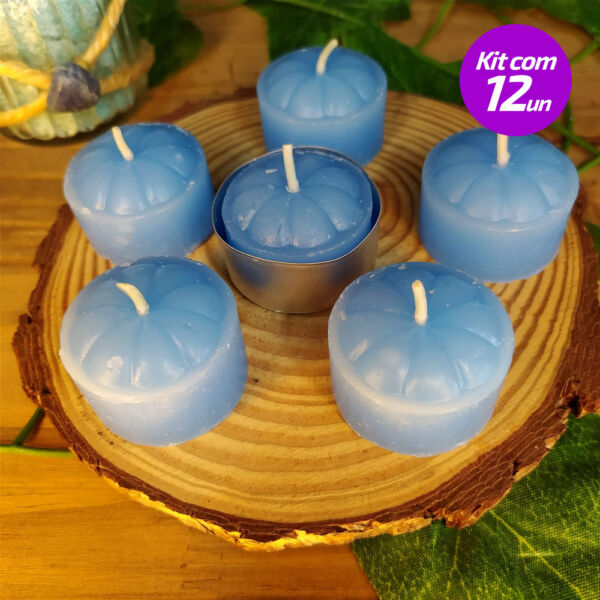 KIT 12 VELAS RECHOUD AZUL CLARO - SANTA TEREZINHA