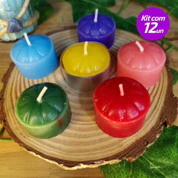 KIT 12 VELAS RECHOUD COLORIDAS - SANTA TERESINHA