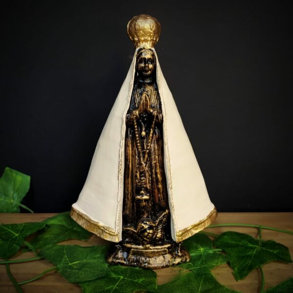 IMAGEM EM GESSO NOSSA SENHORA APARECIDA COM MANTO BRANCO 21CM