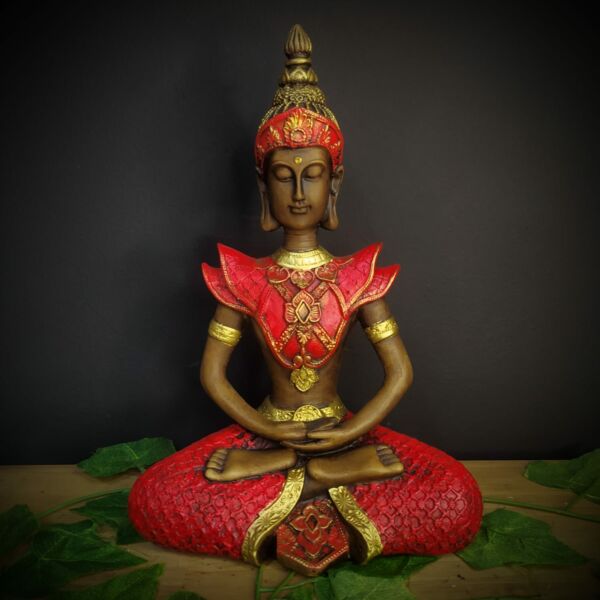 BUDA HINDU ENVELHECIDO COM VERMELHO 29CM