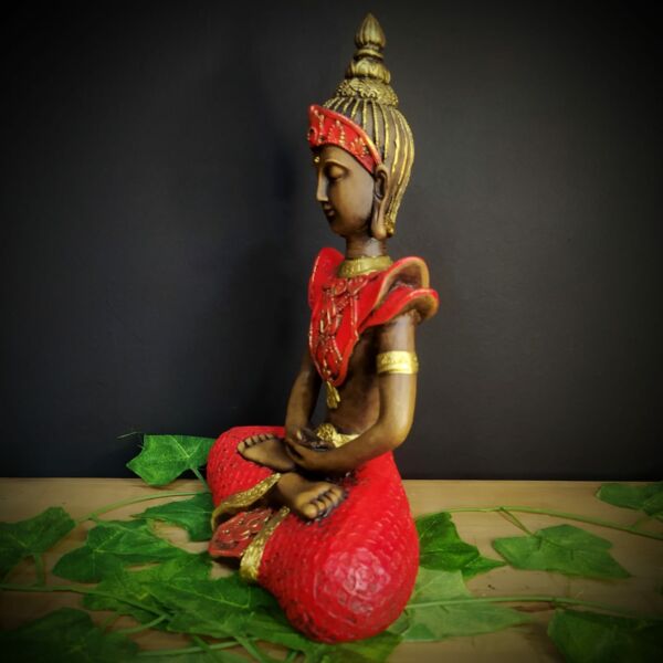 BUDA HINDU ENVELHECIDO COM VERMELHO 29CM - Image 2